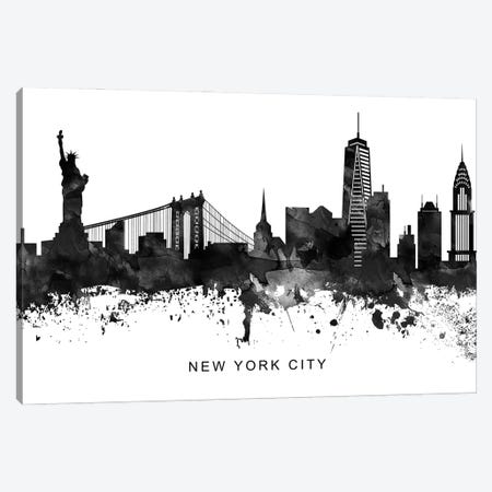 New York Skyline Black & White Canvas Print #WDA819} by WallDecorAddict Canvas Wall Art