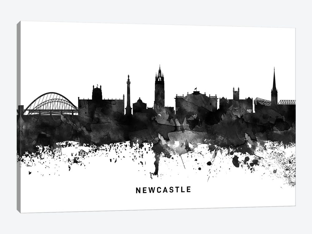 Newcastle Skyline Black & White 1-piece Canvas Artwork