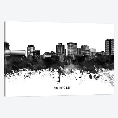Norfolk Skyline Black & White Canvas Print #WDA821} by WallDecorAddict Canvas Art Print