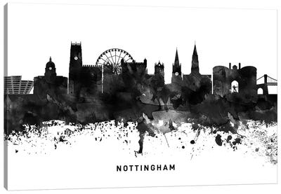 Nottingham Skyline Black & White Canvas Art Print