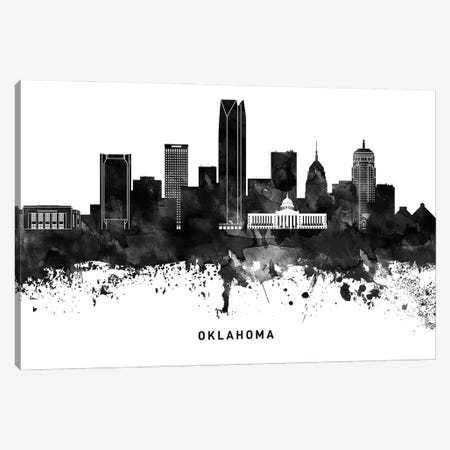 Oklahoma Skyline Black & White Canvas Print #WDA823} by WallDecorAddict Canvas Art Print