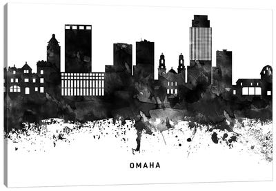 Omaha Skyline Black & White Canvas Art Print - Omaha Art