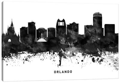 Orlando Skyline Black & White Canvas Art Print - Florida Art