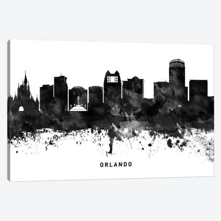 Orlando Skyline Black & White Canvas Print #WDA826} by WallDecorAddict Canvas Art