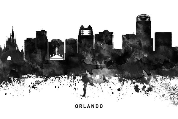 Orlando: Orlando Skyline Black & White by WallDecorAddict