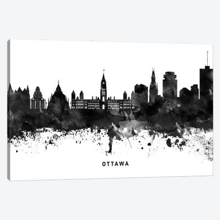 Ottawa Skyline Black & White Canvas Print #WDA828} by WallDecorAddict Art Print
