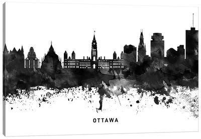 Ottawa Skyline Black & White Canvas Art Print - Ontario