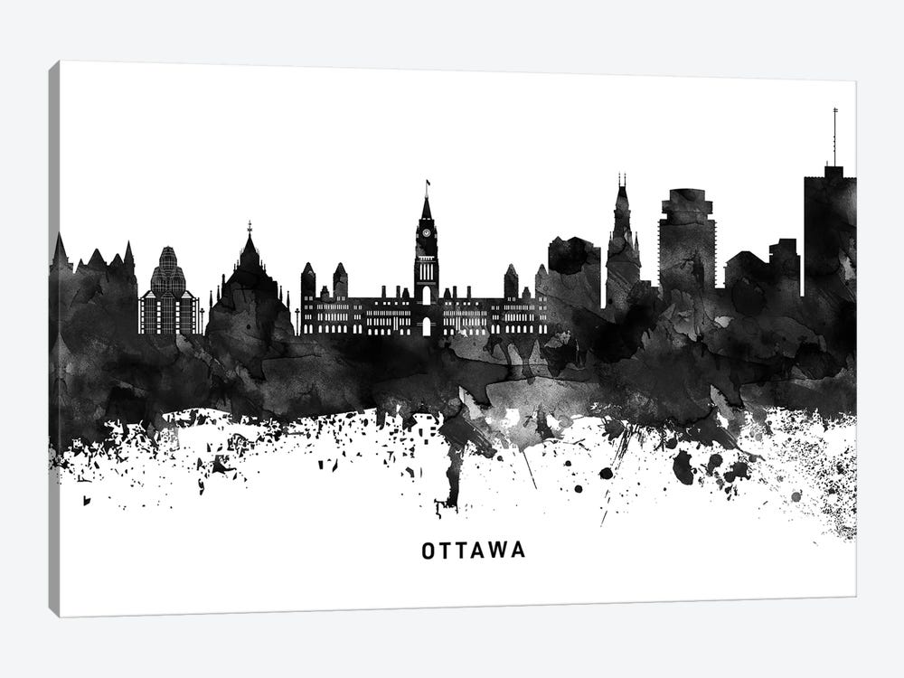Ottawa Skyline Black & White by WallDecorAddict 1-piece Canvas Artwork