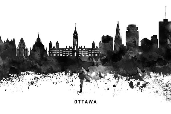 Ontario: Ottawa Skyline Black & White by WallDecorAddict