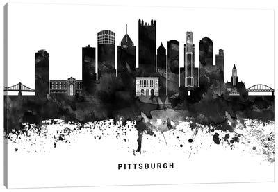 Pittsburgh Skyline Black & White Canvas Art Print - Pittsburgh Art