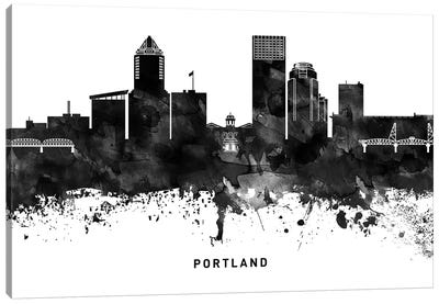 Portland Skyline Black & White Canvas Art Print - Oregon Art