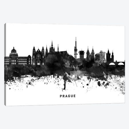 Prague Skyline Black & White Canvas Print #WDA836} by WallDecorAddict Canvas Art Print