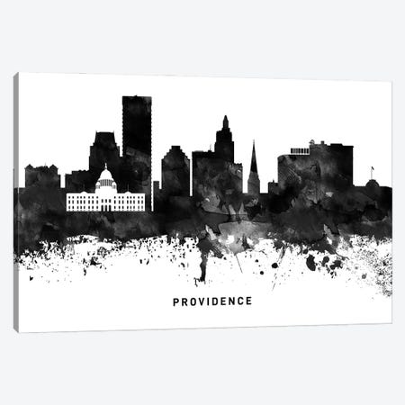 Providence Skyline Black & White Canvas Print #WDA837} by WallDecorAddict Canvas Art Print
