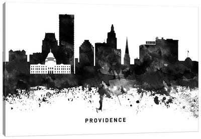 Providence Skyline Black & White Canvas Art Print - WallDecorAddict