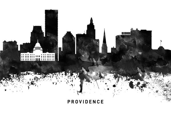 WallDecorAddict: Providence Skyline Black & White by WallDecorAddict