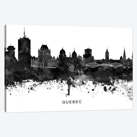 Quebec Skyline Black & White Canvas Print #WDA838} by WallDecorAddict Canvas Artwork