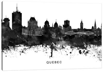 Quebec Skyline Black & White Canvas Art Print - Quebec Art