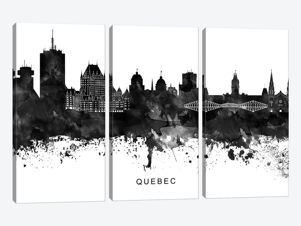 Quebec Skyline Black & White by WallDecorAddict 3-piece Art Print