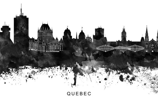 Quebec: Quebec Skyline Black & White by WallDecorAddict