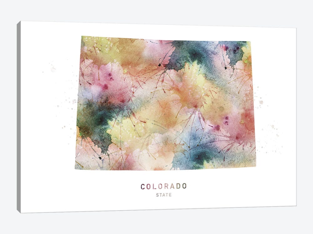 Colorado Watercolor State Map by WallDecorAddict 1-piece Canvas Artwork