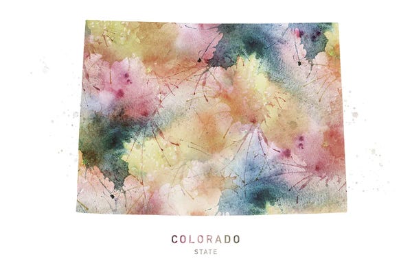 Colorado: Colorado Watercolor State Map by WallDecorAddict