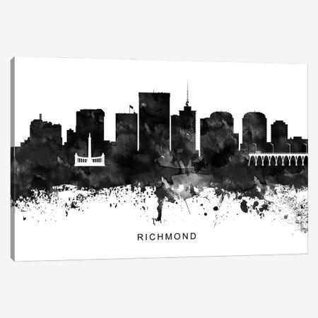Richmond Skyline Black & White Canvas Print #WDA841} by WallDecorAddict Canvas Art Print