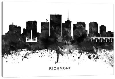 Richmond Skyline Black & White Canvas Art Print - Virginia Art