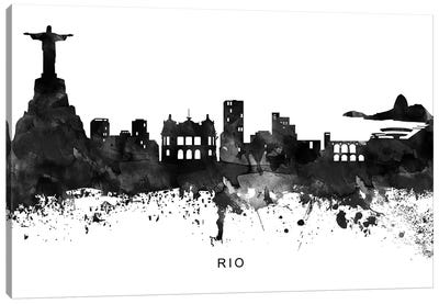 Rio Skyline Black & White Canvas Art Print - Brazil Art