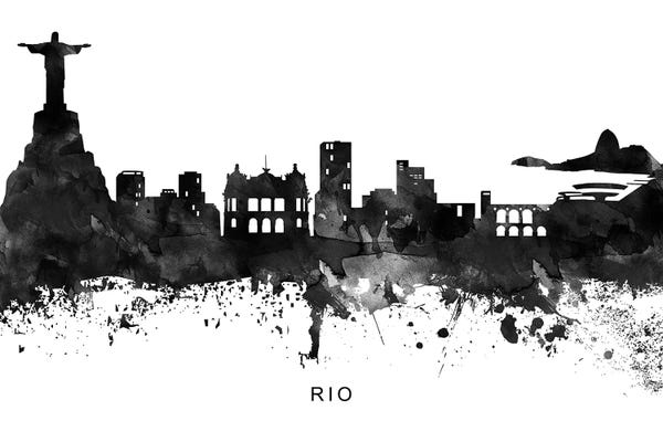 Brazil: Rio Skyline Black & White by WallDecorAddict