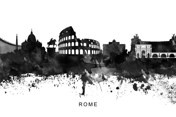 Ancient Ruins: Rome Skyline Black & White by WallDecorAddict