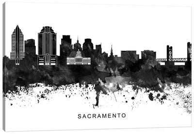 Sacramento Skyline Black & White Canvas Art Print - Sacramento Art