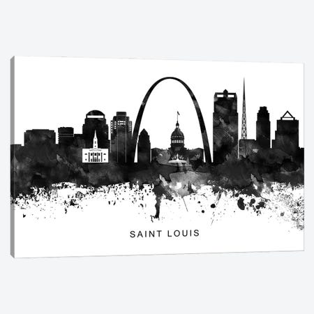 Saint Louis Skyline Black & White Canvas Print #WDA846} by WallDecorAddict Canvas Wall Art