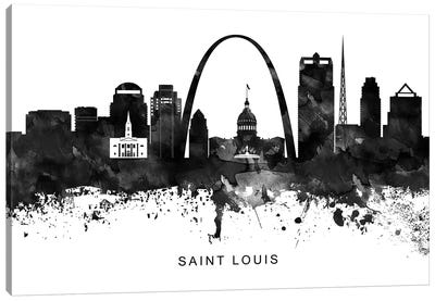 Saint Louis Skyline Black & White Canvas Art Print - St. Louis Skylines