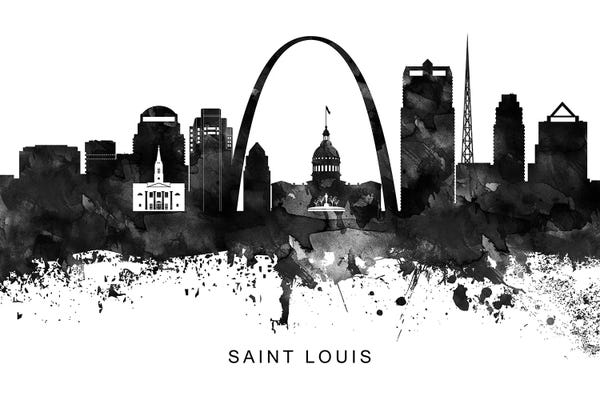 Missouri: Saint Louis Skyline Black & White by WallDecorAddict