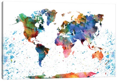 Colorful World Map Canvas Art Print - World Map Art