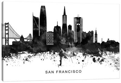 San Francisco Skyline Black & White Canvas Art Print - San Francisco Skylines