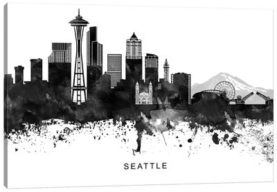 Seattle Skyline Black & White Canvas Art Print - Seattle Skylines