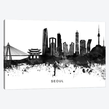 Seoul Skyline Black & White Canvas Print #WDA853} by WallDecorAddict Canvas Art