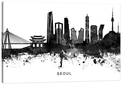 Seoul Skyline Black & White Canvas Art Print - South Korea