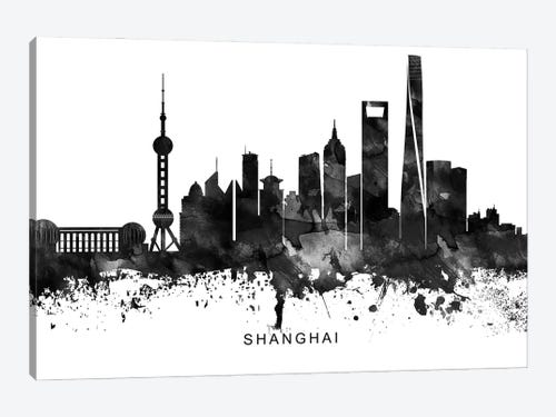 Skyline Bild Leinwand Poster Städte Modern Design 150 cm* 50 cm 618a Shanghai 