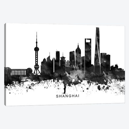 Shanghai Skyline Black & White Canvas Print #WDA854} by WallDecorAddict Canvas Print