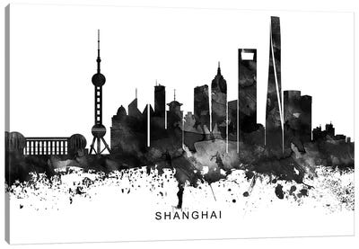 Shanghai Skyline Black & White Canvas Art Print - Shanghai Art