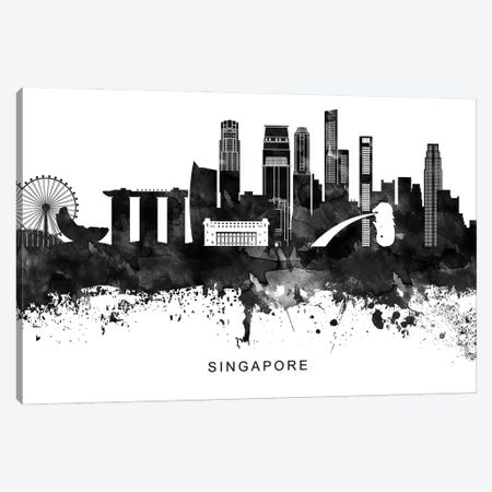 Singapore Skyline Black & White Canvas Print #WDA855} by WallDecorAddict Art Print