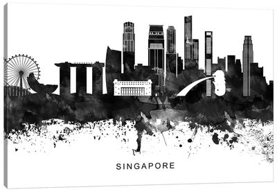 Singapore Skyline Black & White Canvas Art Print - Singapore Art