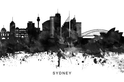 Sydney Skyline Black & White by WallDecorAddict canvas print