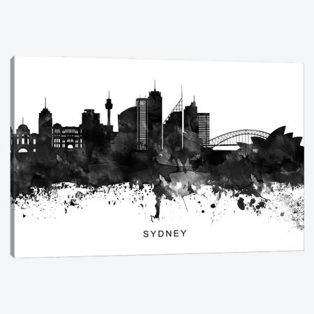 Sydney Skyline Black & White Canvas Print #WDA857} by WallDecorAddict Canvas Art Print