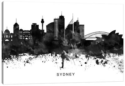 Sydney Skyline Black & White Canvas Art Print - Sydney Art