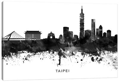 Taipei Skyline Black & White Canvas Art Print