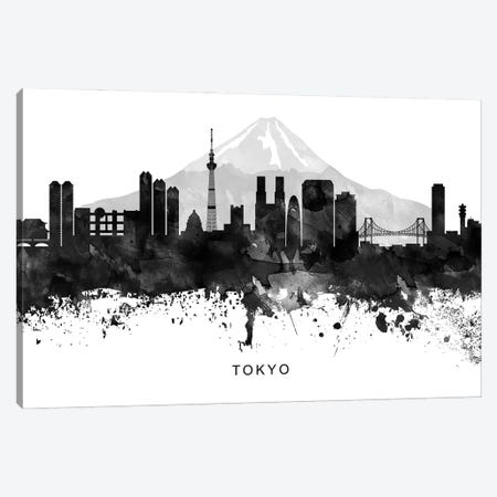 Tokyo Skyline Black & White Canvas Print #WDA860} by WallDecorAddict Art Print