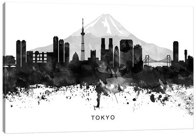 Tokyo Skyline Black & White Canvas Art Print - WallDecorAddict